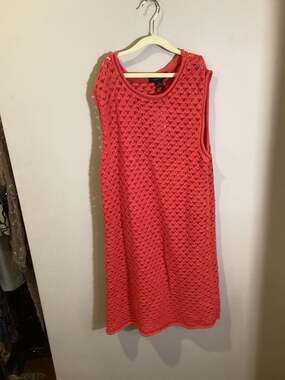 Sanctuary red swim cover up dress crochet knit style size M